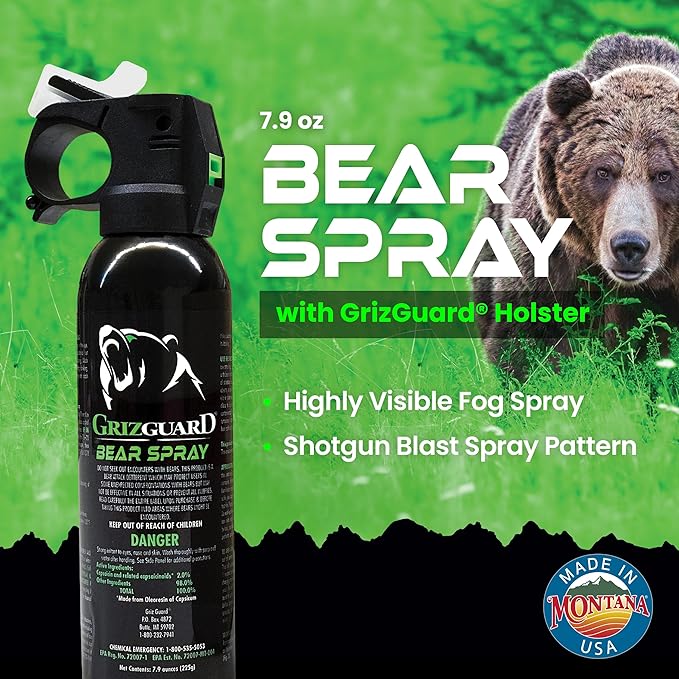 Bear Spray & Griz Guard Holster - Strongest Formula Allowed by EPA (7.9 oz)