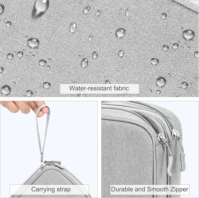 FYY Electronic Organizer, Large Travel Cable Organizer Bag Pouch Electronic Accessories Carry Case Portable Waterproof Double Layers All-in-One Storage Bag for Cable, Cord, Charger, Phone, Grey