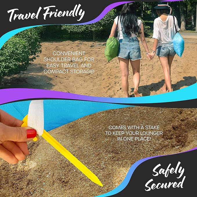 Nevlers 2 Pack Inflatable Loungers Air Sofa Couch | Perfect for Beach Chair Camping Chairs or Portable Hammock |Travel Bag Pouch, Pegs & 3 Pockets| Movie Seating & Camping Accessories Blow Up Lounger