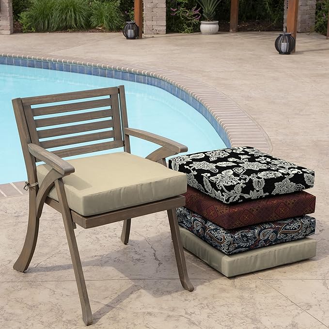 Arden Selections Outdoor Wicker Chair Cushion, 20 x 18, Rain-Proof, Fade Resistant 21 x 21, Tan Leala (Pack of 4)