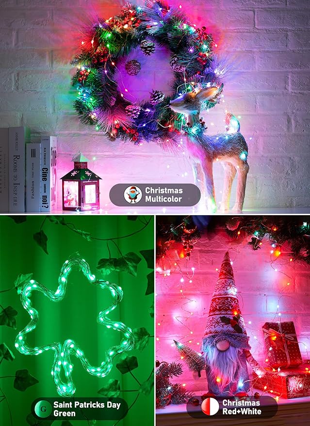 Fairy Lights- 33 FT 100 LED String Lights with Remote, 16 Colors & 6 Holiday Colors Changing Fairy Lights, Valentines String Lights with Timer, Fairy Lights for Bedroom Indoor Party Decoration