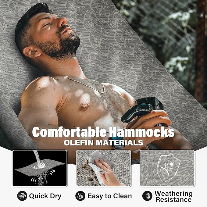 Patio Watcher 13 FT Quick Dry Textilene Hammock - Outdoor Double Hammock - Heavy Duty Hammocks for Outside - 450 lbs Capacity - Mocha