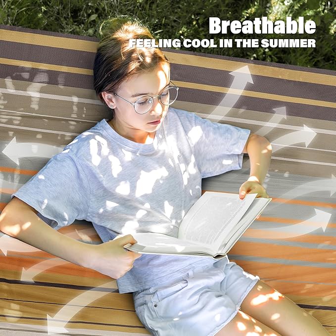 Patio Watcher 13 FT Quick Dry Textilene Hammock - Outdoor Double Hammock - Heavy Duty Hammocks for Outside - 450 lbs Capacity - Coffee