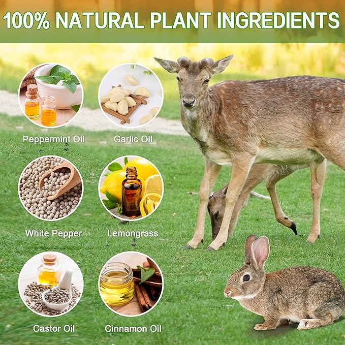 24 Pack Deer Rabbit Repellent Outdoor - Powerful Peppermint Oil Deer Repellent Balls, Natural Bunny Deer Deterrent for Trees Plants Garden Lawn Yard, Deer Repellant Keep from Eating Flowers, Pet Safe