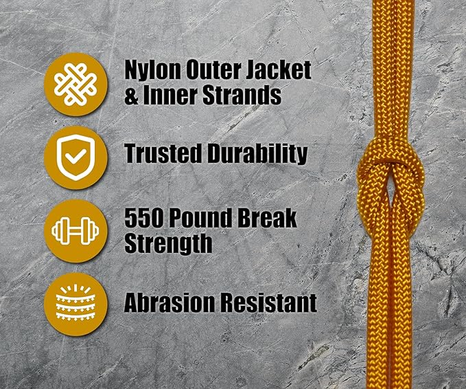 BORED? PARACORD! 550 lb Paracord - Ideal for Crafting, Camping, DIY Projects, Active & Military Outdoors - Strong Survival Rope - Tactical Parachute Cord Type III - Goldenrod 1000 Feet