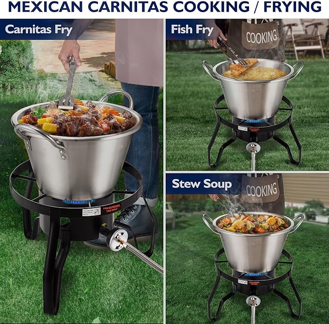 ARC Propane Burner, 55,000 BTU Cast Iron Single Burner Propane Stove for Outdoor Cooking with Rust-proof Hose & Adjustable Regulator, Great for Turkey Fry, Crawfish Boil, Home Brewing