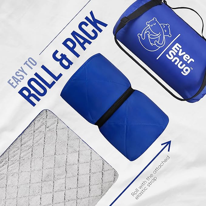 EverSnug Sherpa Waterproof Camping Blanket - Extra Thick and Warm, Large Sherpa Fleece Outdoor Blanket for Camping, Picnics, Beaches, Stadiums, Pets - Washable and Windproof for Cold Weather (Blue)