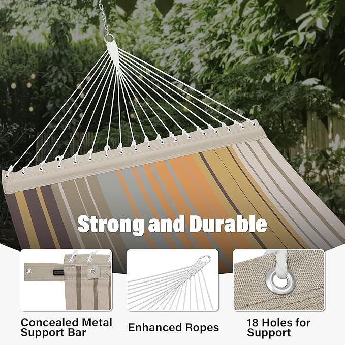Patio Watcher 13 FT Quick Dry Textilene Hammock - Outdoor Double Hammock - Heavy Duty Hammocks for Outside - 450 lbs Capacity - Coffee