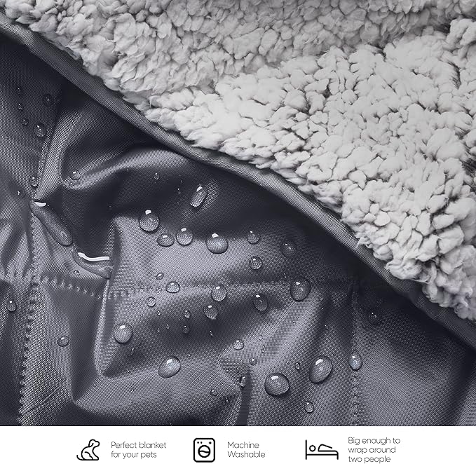 EverSnug Extra Thick Sherpa Fleece Blanket, Large - Waterproof, Windproof, Washable - For Camping, Picnics, Outdoors