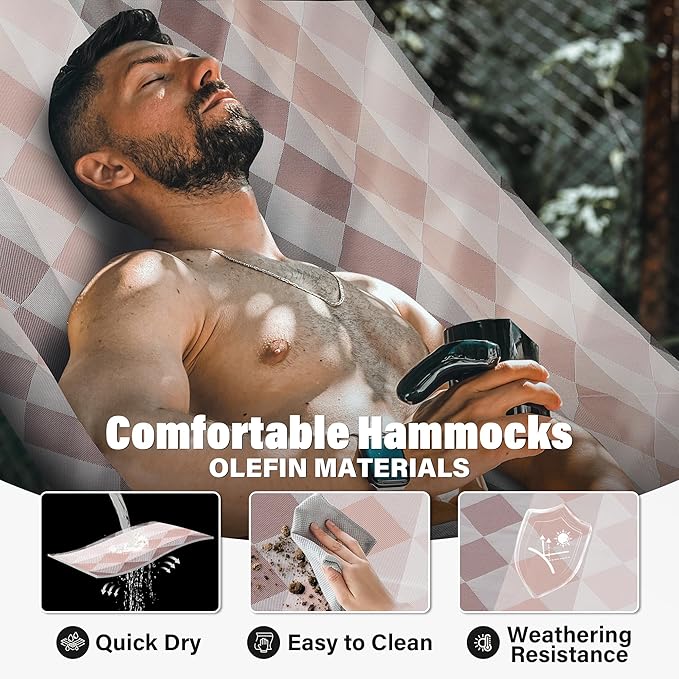 Patio Watcher 13 FT Quick Dry Textilene Hammock - Outdoor Double Hammock - Heavy Duty Hammocks for Outside - 450 lbs Capacity - Rhomb