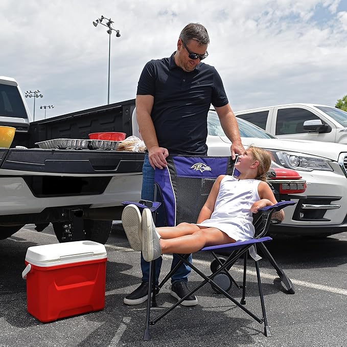 Kijaro Sports Fan Folding Chair, 26" L x 35.5" W x 37" H, Baltimore Ravens