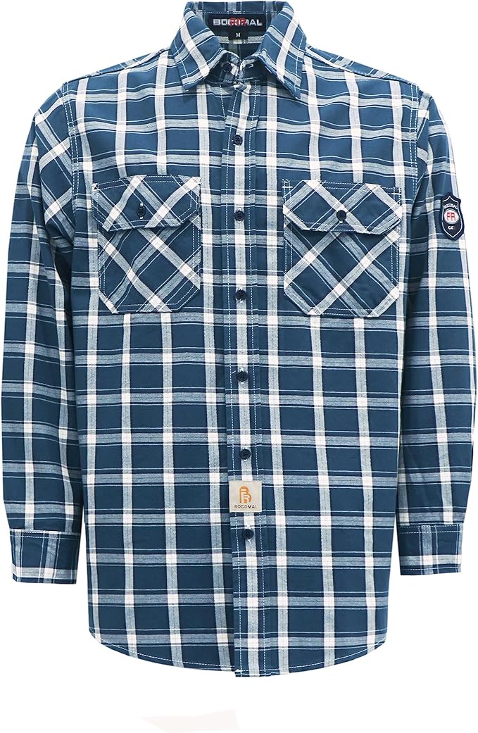 BOCOMAL FR Shirts 6.25oz Lightweight Welding Shirts Flame Resistant Men's Fire Retardant Shirt