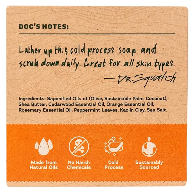 Dr. Squatch Natural Bar Soap for Men - Cold Process Soap with No Harsh Chemicals - Cedar Citrus (5 oz, 3-Pack)