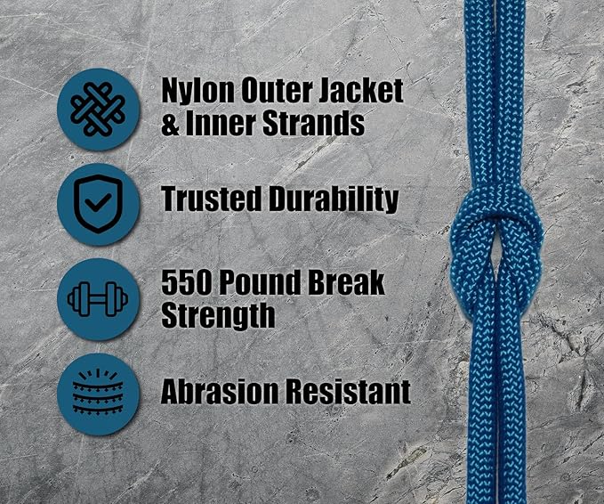 BORED? PARACORD! 550 lb Paracord - Ideal for Crafting, Camping, DIY Projects, Active & Military Outdoors - Strong Survival Rope - Tactical Parachute Cord Type III - Caribbean Blue 50 Feet