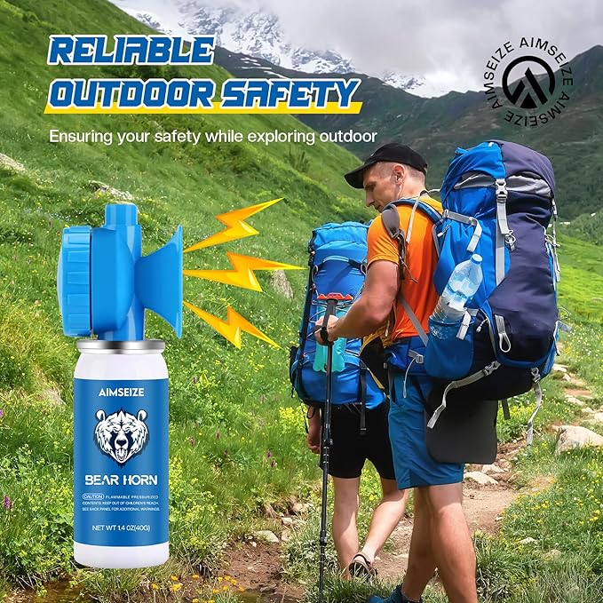 Bear Horn for Self Defense: 1.4oz Air Horn to Scare Bears, 120dB Heard Up to 1/2 Mile Away, Bear Horn for Hiking Camping Climbing Survival Biking and Outdoor Protection
