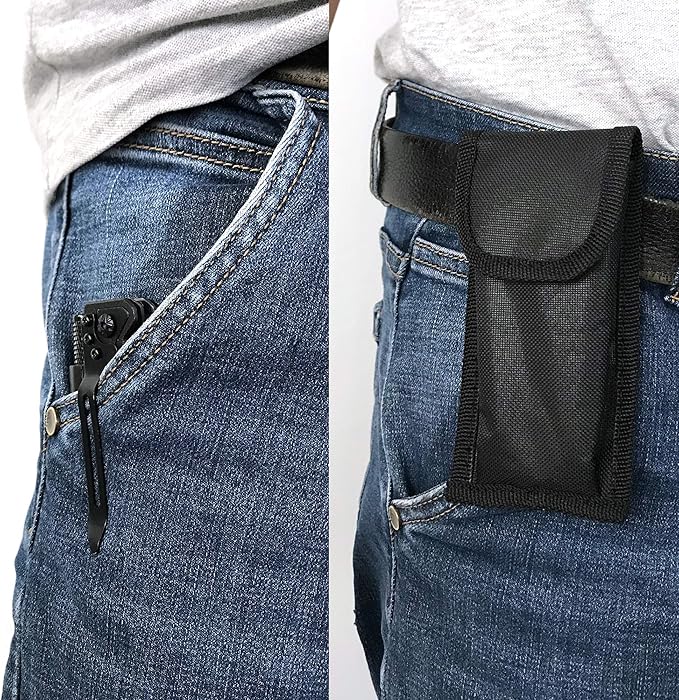 ALBATROSS 6-in-1 Modern Damascus Steel Folding Pocket Knives with LED Light,Seatbelt Cutter,Glass Breaker,Magnesium Fire Starter,Bottle Opener;Multi-Function Emergency Tool(Black-DA)