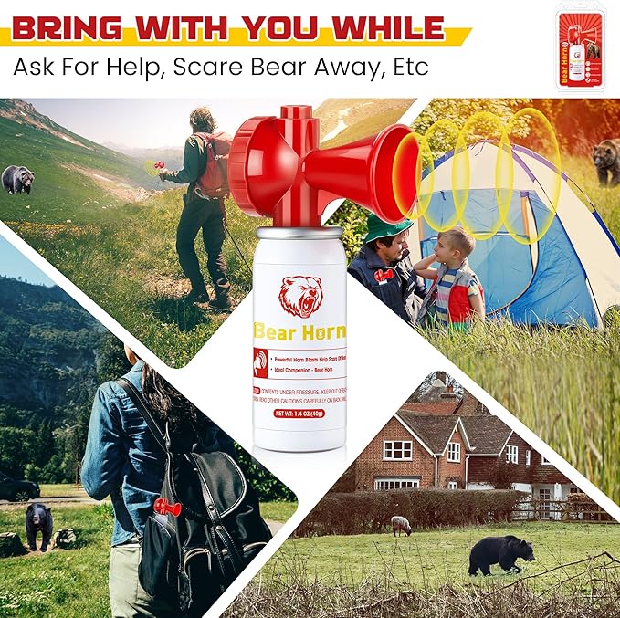 Bear Horn to Scare Bears 1.4oz, Very Loud 120dB Bear Air Horns for Safety for Hiking, Heard Up to 1/2 Mile Away, Bear Spray Self Defense, Blow Horn to Scare Wild Animals, Bear Alarm