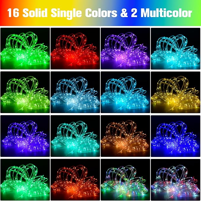 132Ft Rope Lights for Outside, Waterproof 18 Colors Changing Rope Lights Fairy String Lights with Remotes, 400 LEDs Dimmable Twinkle Christmas Lights for Bedroom Patio Halloween Decorations