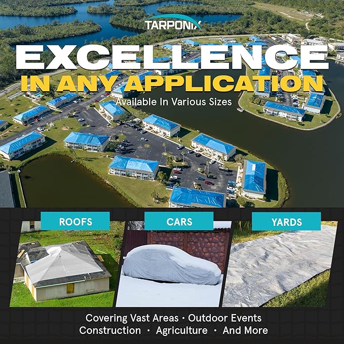 30' x 50' Dual-Sided Heavy-Duty Tarp – 10 Mil Tear-Resistant Silver & Black Cover with Reinforced Edges and Anti-Rust Grommets