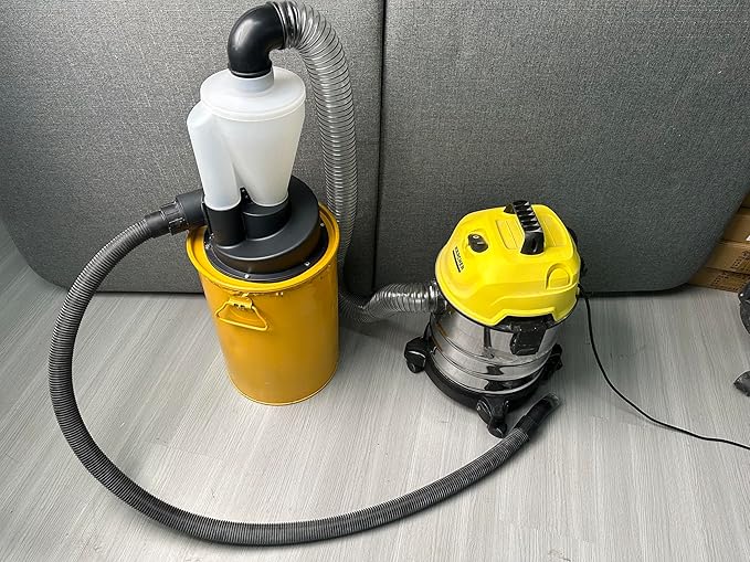 2.5'' New Upgrade Woodworking Double Filtration Cyclone Dust Collector DIY Turbocharged Filter Industrial Separator Collector Canister Dust Control System for Shop Vac Contractor Assistant