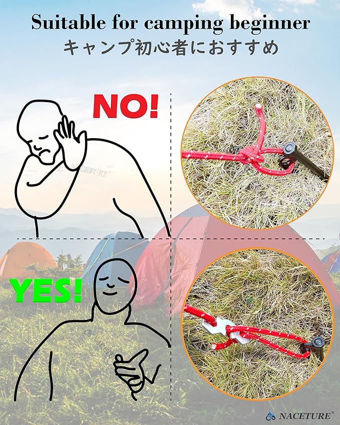 NACETURE Aluminum Alloy Rope Tensioner Tent Guyline Cord Adjuster for Camping, Hiking, Backpacking