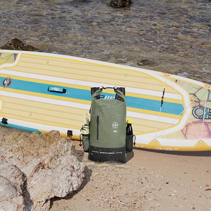 UPWELL Waterproof Dry Bag 30L Boating Backpack for Travel Hiking Camping Bags for Kayaking Hiking Waterproof Bags Swimming Floating Submersible Dry Bag Green