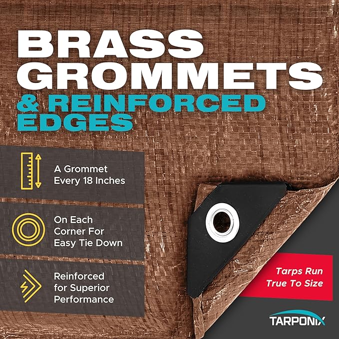 Brown Poly Tarp 9’ x 12’ – Lightweight 5 Mil Waterproof Cover – Durable, Weatherproof, Multipurpose Protection for Camping, Roofing, Construction