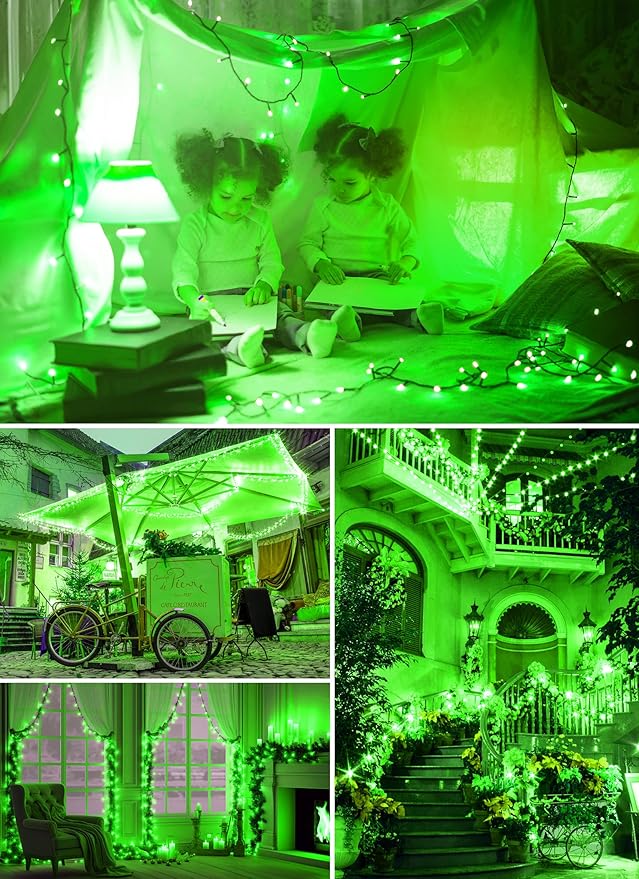 2-Pack 400LED 170FT Total Solar Outdoor Lights IP65 Waterproof Solar Powered Lights with 8 Lighting Modes for Party Garden Yard Home Holiday Tree Decoration Lighting,Green