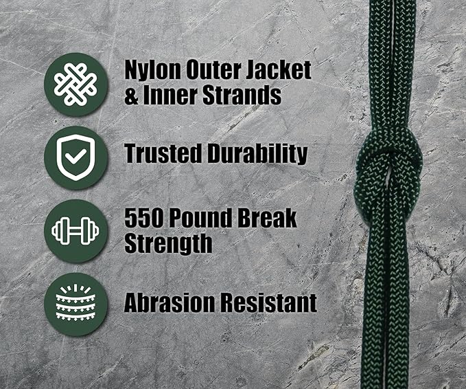 BORED? PARACORD! 550 lb Paracord - Ideal for Crafting, Camping, DIY Projects, Active & Military Outdoors - Strong Survival Rope - Tactical Parachute Cord Type III - Hunter Green 250 Feet