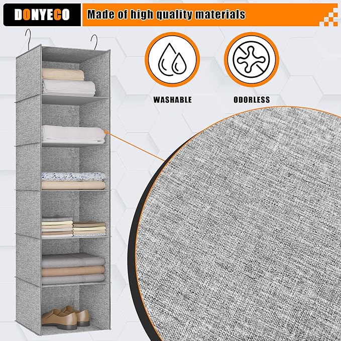 6-Shelf Hanging Storage Closet Organizer, Linen Rv Storage and Organization for Wardrobe, Inside, Camper Accessories, Nursery, Baby Room