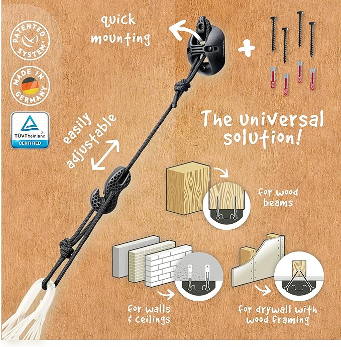 LA Siesta Brisa Classic Hammock with Suspension Kit for Walls, Ceilings, & Square Beams, Handmade, Weather-Resistant, Tear-Resistant Hammock for Indoors & Outdoors, Size-Double - Vanilla