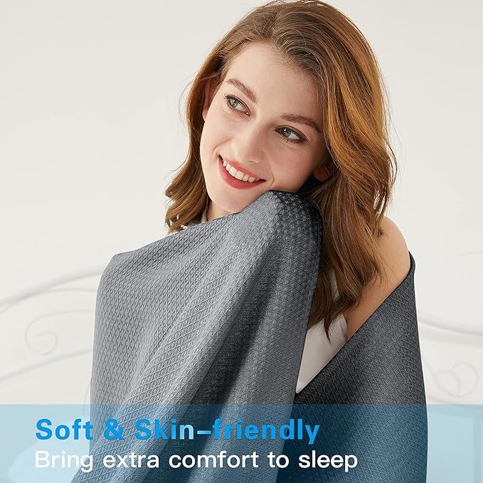 AmyHomie Cooling Blanket, 100% Rayon Derived from Bamboo, Cool Summer Blanket for Hot Sleepers, Soft Comfy Lightweight Blankets for All Seasons(Dark Gray, 59×79in)