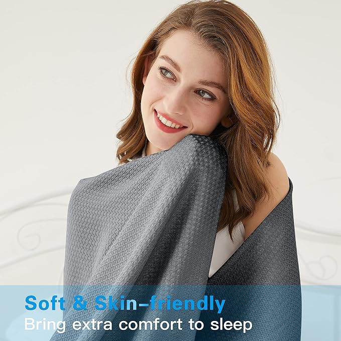 AmyHomie Cooling Blanket, 100% Rayon Derived from Bamboo, Cool Summer Blanket for Hot Sleepers, Soft Comfy Lightweight Blankets for All Seasons(Dark Gray, 79×91in)