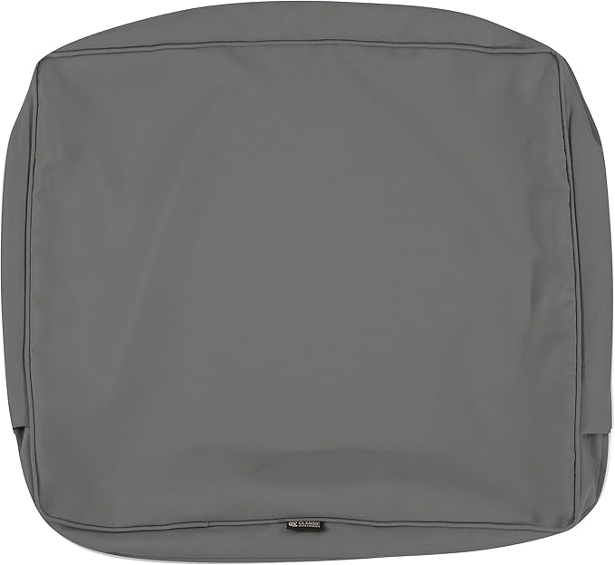 Classic Accessories Montlake Water-Resistant 21 x 20 x 4 Inch Patio Lounge Back Cushion, Light Charcoal Grey, Outdoor Loveseat Cushions