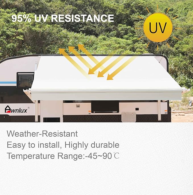 AWNLUX-RV Awning Fabric Replacement - Heavy Duty Weatherproof 4-Ply Vinyl Camper Awning Fabric - Universal Outdoor Canopy for Camper, Trailer, and Motorhome Awnings - Solid White - 11' (Fabric 10'2")