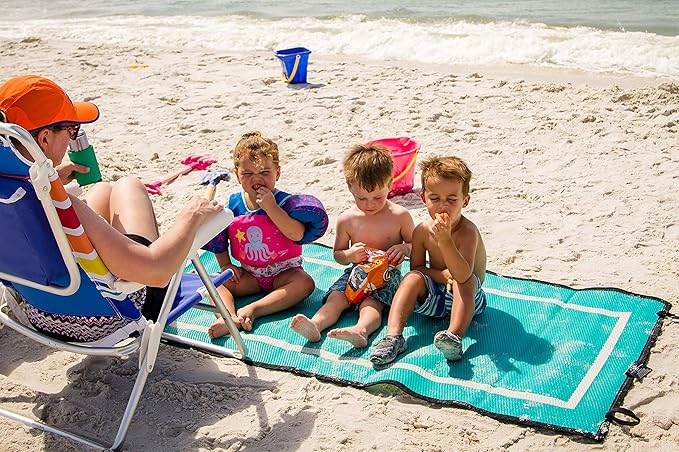 3x6 Teal Outdoor RV Patio Mat – Extra Thick 5mm Recycled Poly Rug – Waterproof, Reversible, Heavy-Duty – Compact Premium Camping Mat for Deck, Patio, Beach (Teal, 3' x 6')