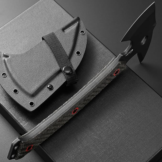 C1342 Camping Axes,DC53 Steel Blade Micarta Handle Chopping Axe Bushcraft Camping Axes Survival Hatchet Full Tang Axe for Hiking Hunting Camping Splitting Chopping Wood(Black)