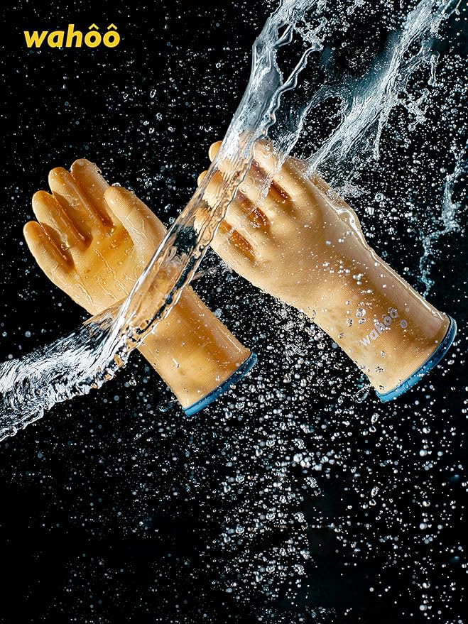 LANON Protection Wahoo Liquid Silicone Smoker Oven Gloves, Food-Contact Grade, Heat Resistant Gloves for Cooking, Grilling, Baking, Yellow, L/9