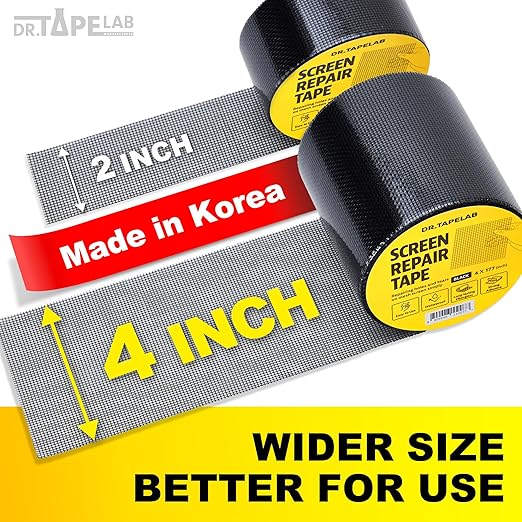 Grey Window Screen Repair Tape, 2 in X 15 FT, Screen Repair Kit for Windows or Doors, Strong Adhesive Patch Kit Fiberglass Mesh Tape