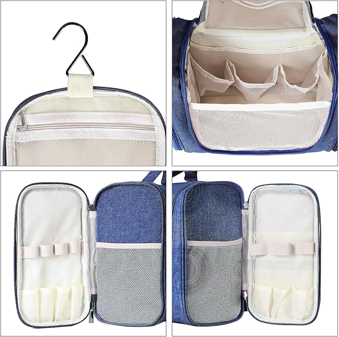Hanging Toiletry Bag Extra Large Capacity | Premium Travel Organizer Bags For Men And Women | Durable Waterproof Nylon Bathroom, Shower, Makeup Bag For Toiletries, Cosmetics, Brushes