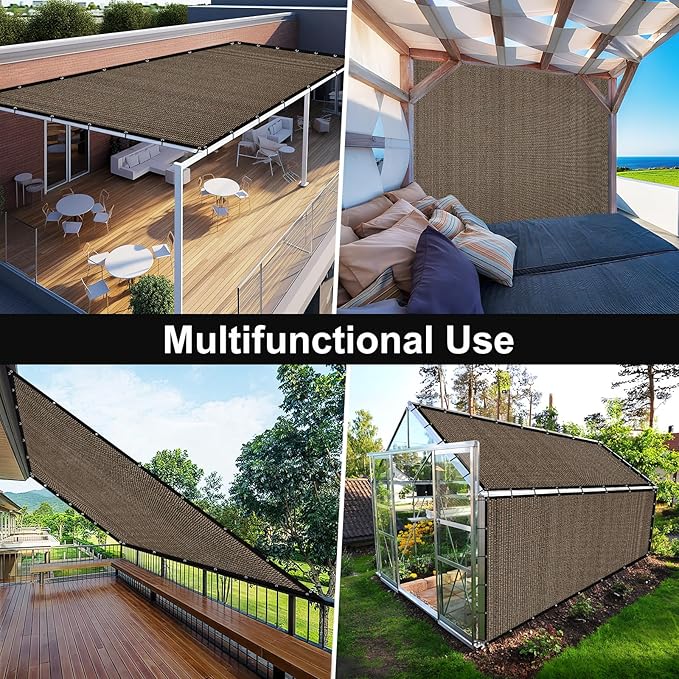 Artpuch 90% Sun Shade Cloth, 12 x 20 FT Pergola Shade Cover Canopy with Grommets, Sun Screen Fabric Tarp for Patio, Outdoor, Garden, Backyard, Mocha