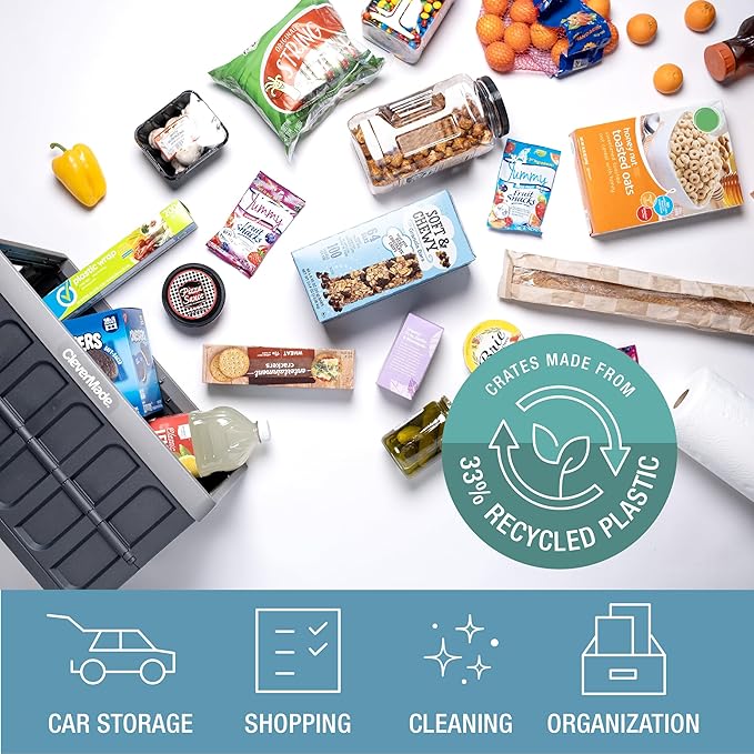 CleverMade Collapsible Storage Bins - Ocean 3 Pack 62L / 16 Gal holds 75 lbs - Stackable Containers Heavy Duty Capacity Crates Space-Saving