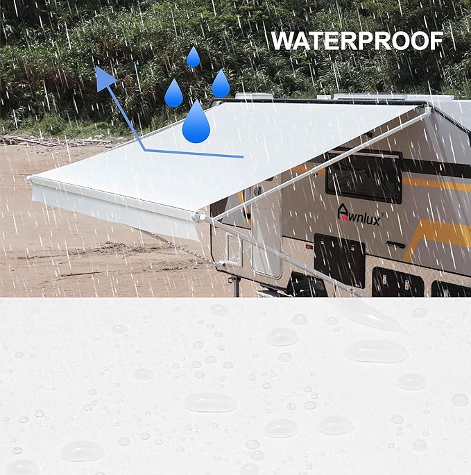 AWNLUX-RV Awning Fabric Replacement - Heavy Duty Weatherproof 4-Ply Vinyl Camper Awning Fabric - Universal Outdoor Canopy for Camper, Trailer, and Motorhome Awnings - Solid White - 19' (Fabric 18'2")