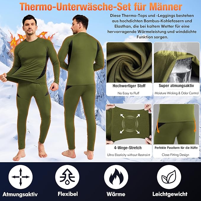 CL convallaria Thermal Underwear Long Johns Set Mens Winter Gift Hunting Gear Sport Base Layer Bottom Top