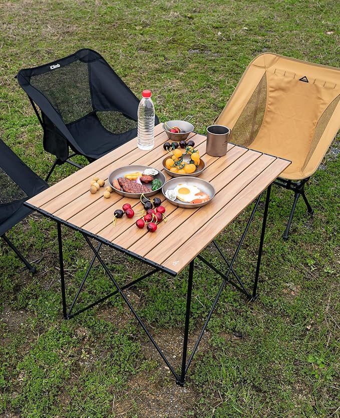iClimb Ultralight Compact Camping Folding Table with Carry Bag (Reinforced Black - XL)