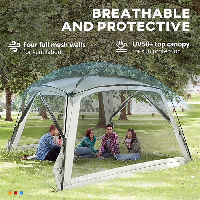Outsunny 12' x 12' Screen House Room, UV50+ Screen Tent with 2 Doors and Carry Bag, Easy Setup, for Patios Outdoor Camping Activities