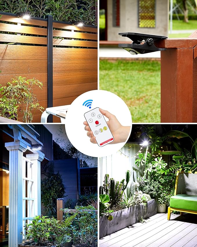 118Leds Solar Motion Sensor Lights Outdoor, Clip on Solar Lights Outdoor Waterproof, High Bright Solar Powered Security Lights for Outside Fence Chain Link Camping (4, 118 LED)