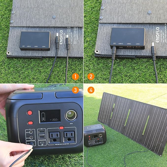 60W Solar Panel Charger Solar Battery High Efficiency Camping Waterproof IP68 Solar Panel with USB and DC Outputs for Portable Power Station,Power Bank, Phone, Laptop