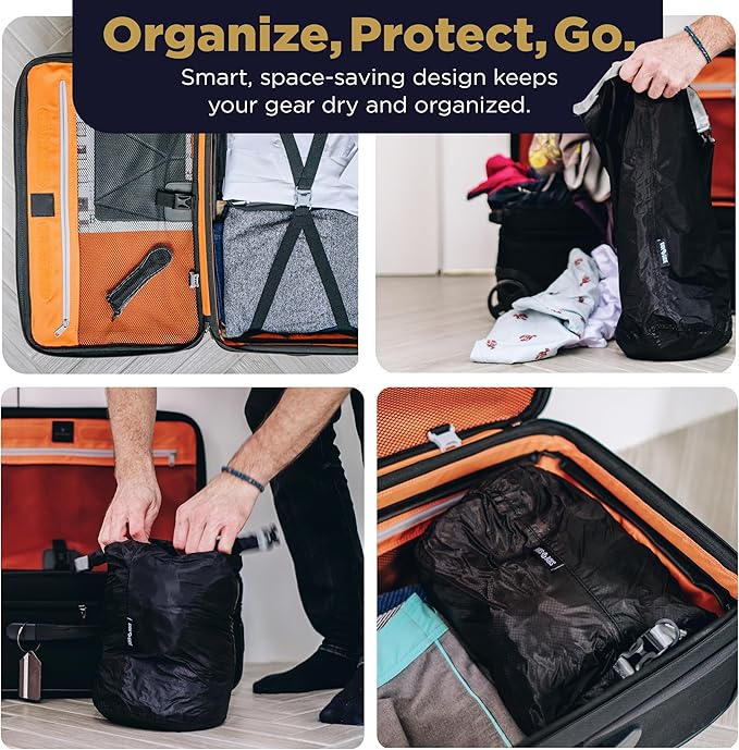 Waterproof Small 10L Dry Bag for Kayaking, Hiking, Beach & Camping | Lightweight Durable Side Bag, Black, Small, Lightweight (1.65 Oz)