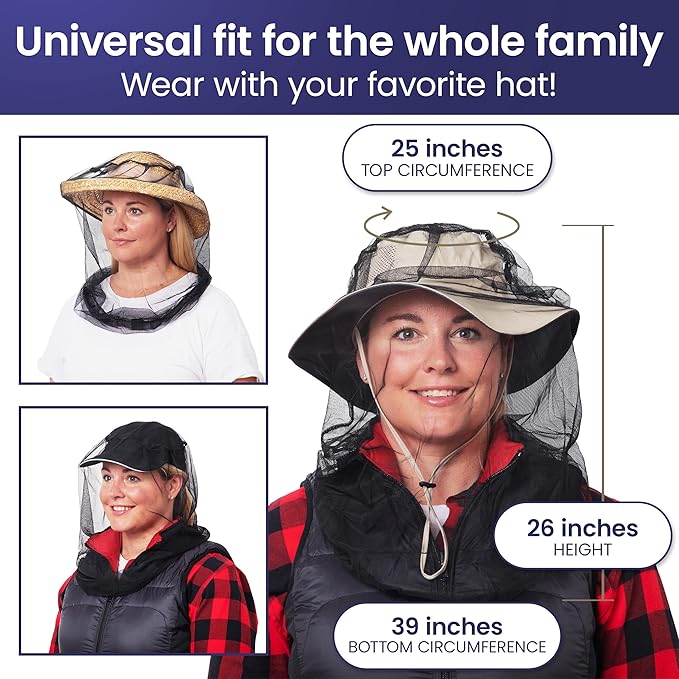 EVEN NATURALS Premium Mosquito Head Net - Ultra Large and Long, Extra Fine Holes, Mesh (39 * 26 * 25 inch)